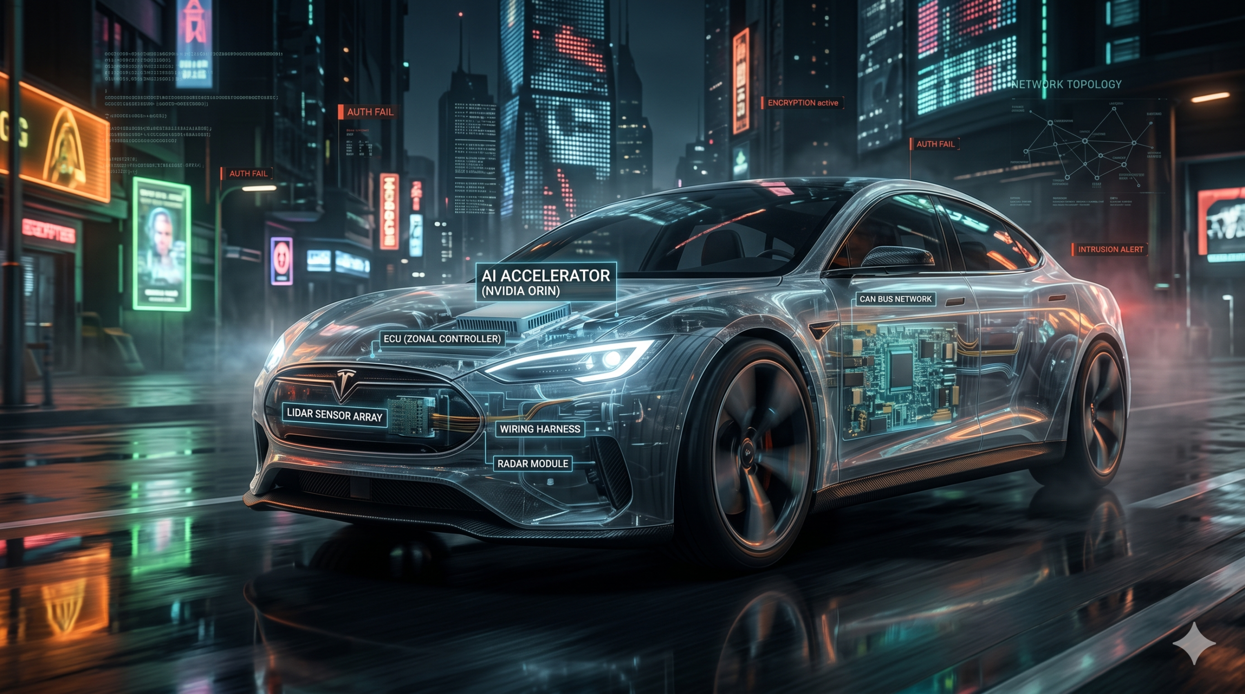 Self-driving car hardware security vulnerabilities in ECU and CAN bus architecture