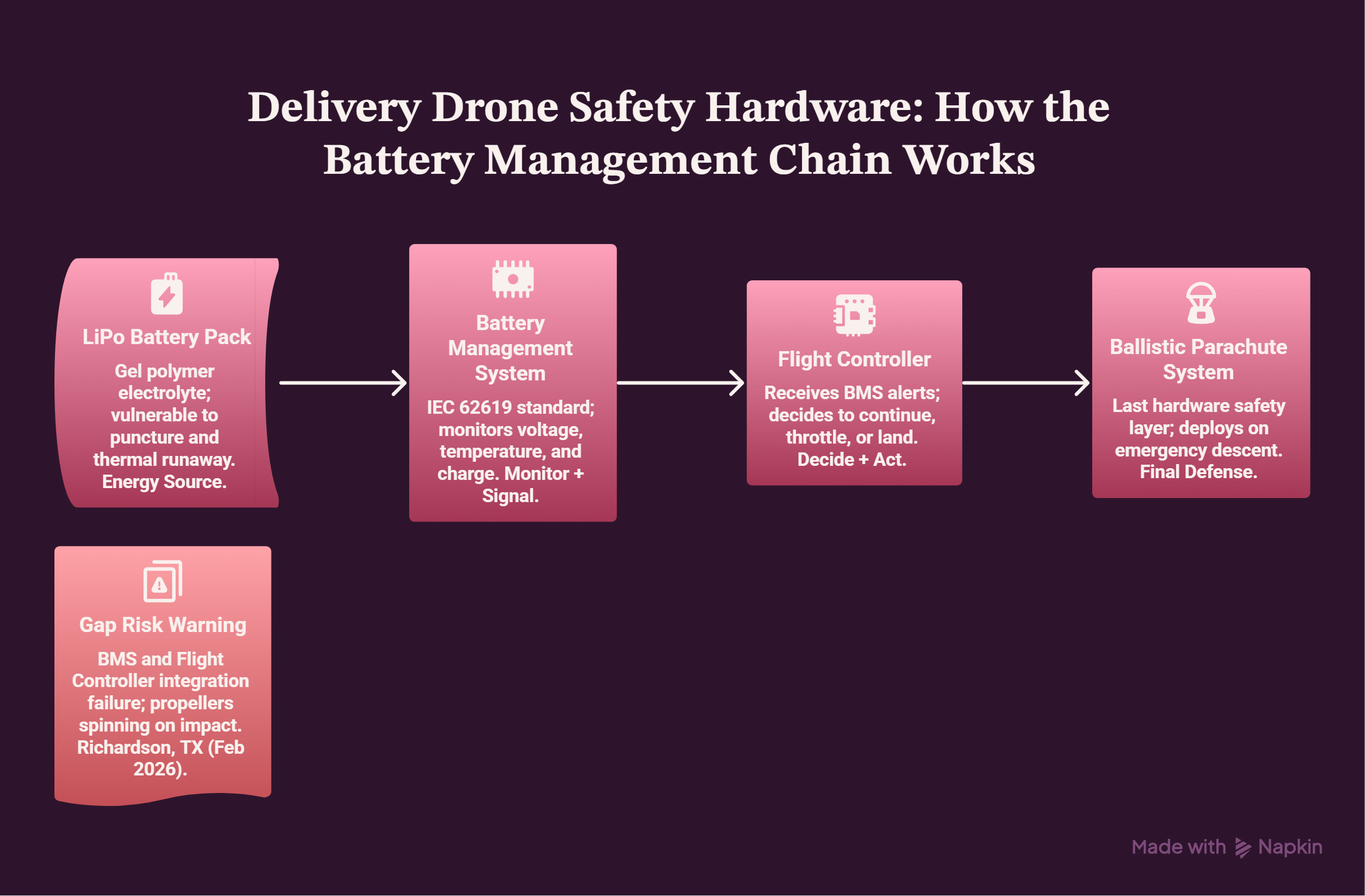 delivery drone safety hardware battery management system IEC 62619 chain